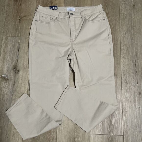 Crown & Ivy High Rise Skinny Size 14 Lycra Stretch Cream Pebble New Jeans - Picture 1 of 13